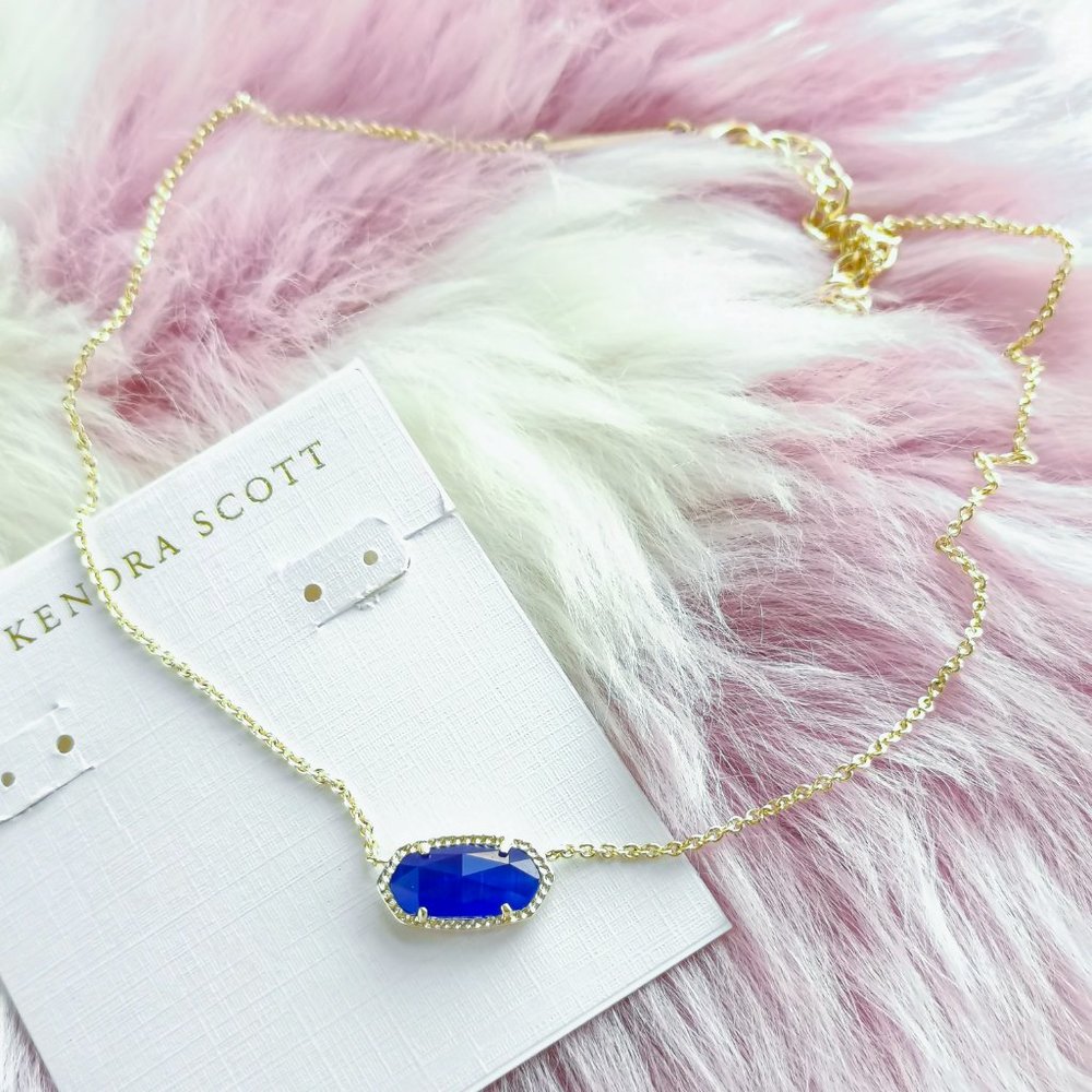 Gold Elisa Cobalt Cat's Eye Pendant Necklace - Picture 2 of 3
